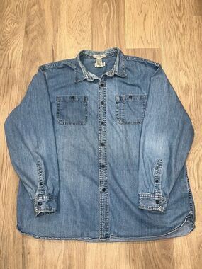 LL Bean Denim Shirt Vintage Button Down Long Sleeve Mens XL 285333